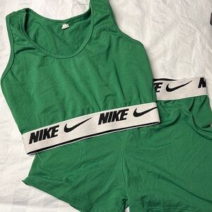 Fake Nike Green Tank and Shorts Set